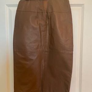 Brown Midi Pencil Skirt for Work